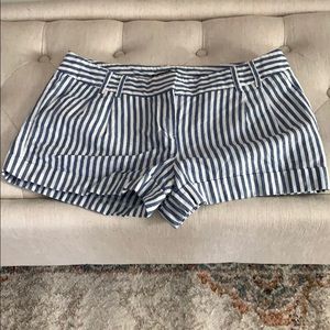 Linen/cotton blend striped shorts